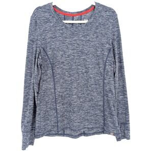 Title Nine Womens‎ Grace Long Sleeve Top Large Navy Heather UPF 50 Active Tech
